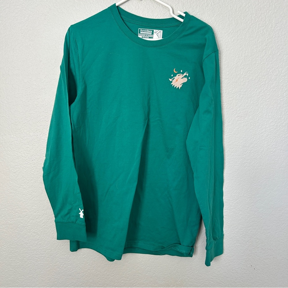 Dutch Bros Teal Long Sleeved Wolf Skeleton Killer Coffee